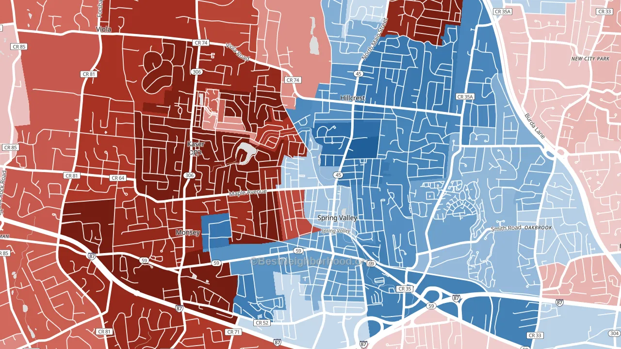 Spring Valley, NY block-group political-lean map