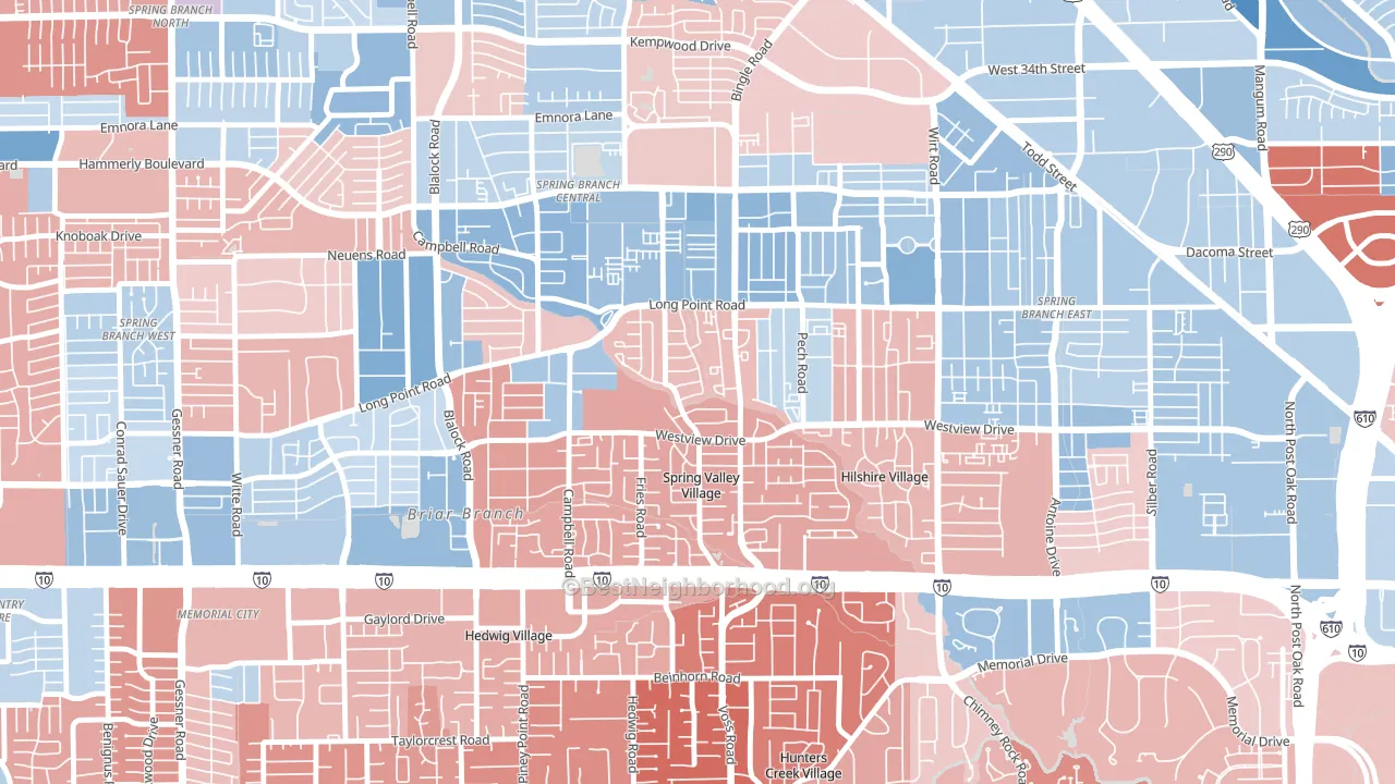Spring Valley Village, TX block-group political-lean map