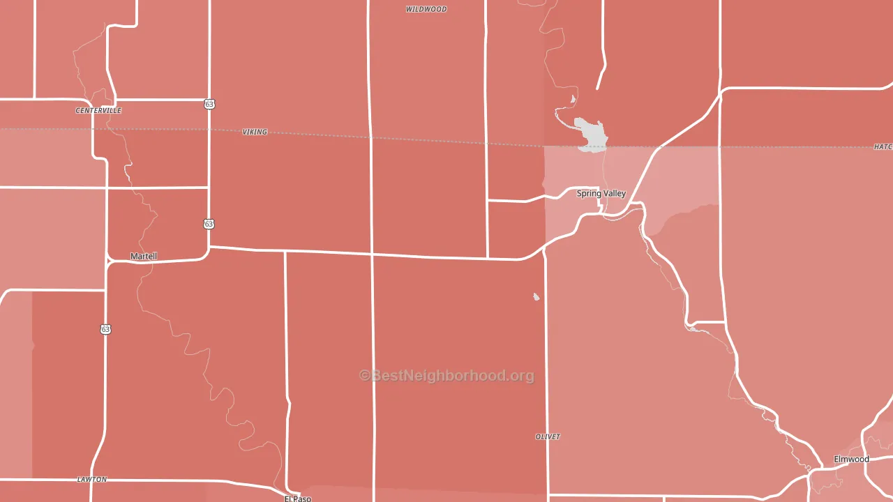 Spring Valley, WI block-group political-lean map