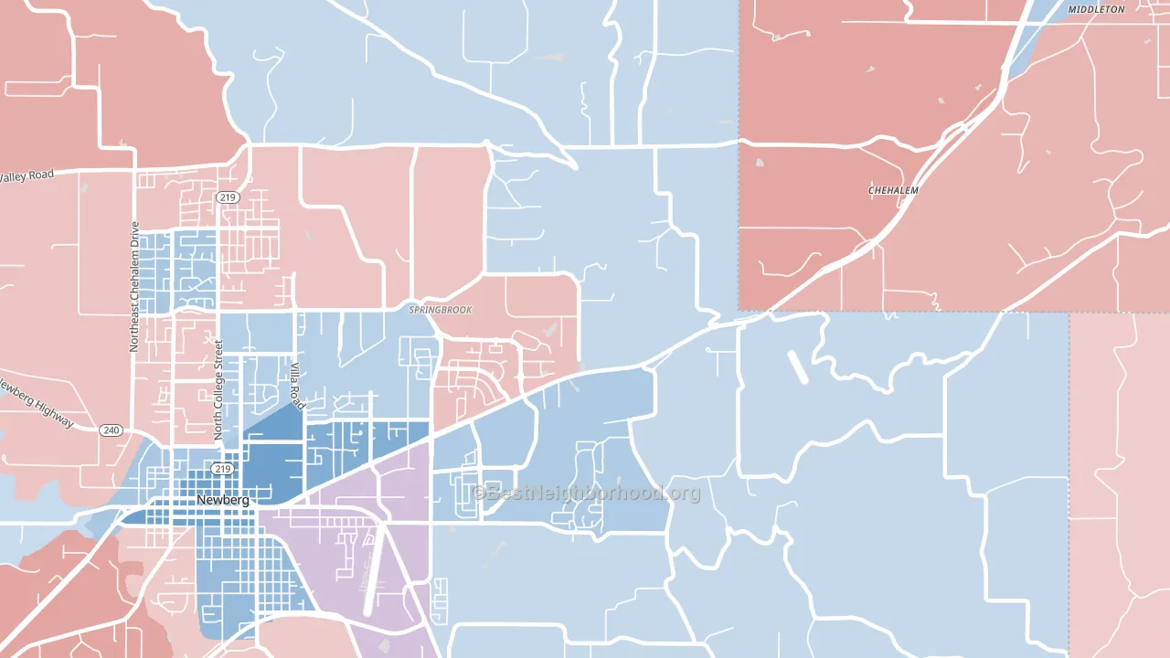 Springbrook, OR block-group political-lean map