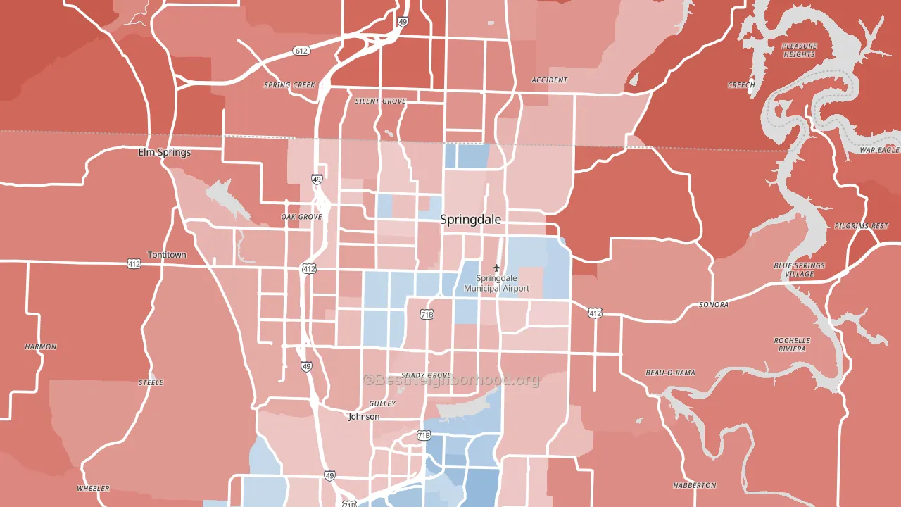 Springdale, AR block-group political-lean map