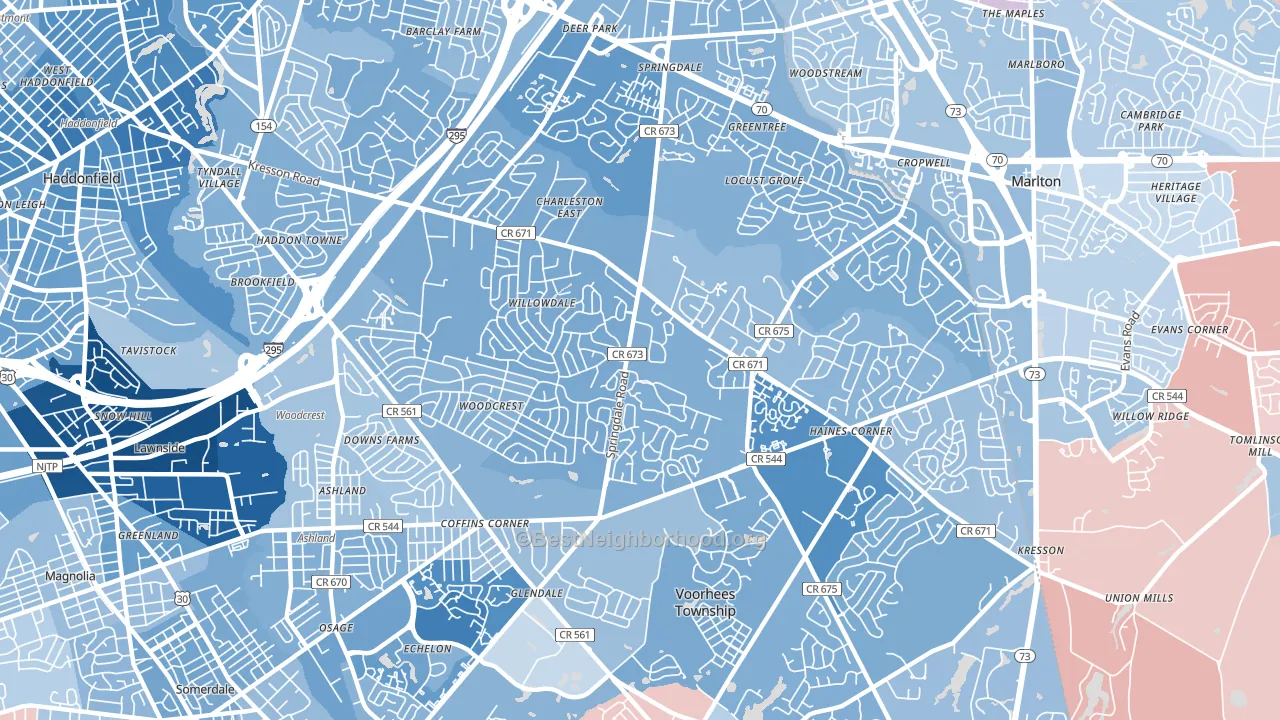 Springdale, NJ block-group political-lean map