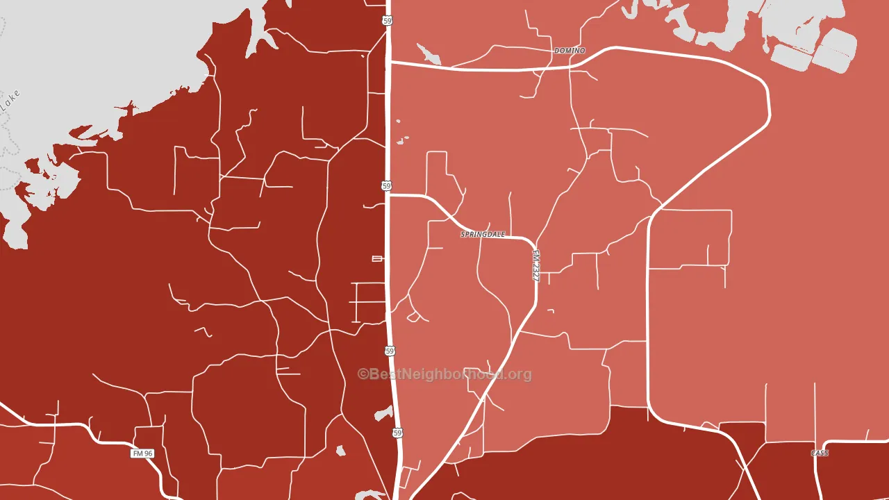 Springdale, TX block-group political-lean map