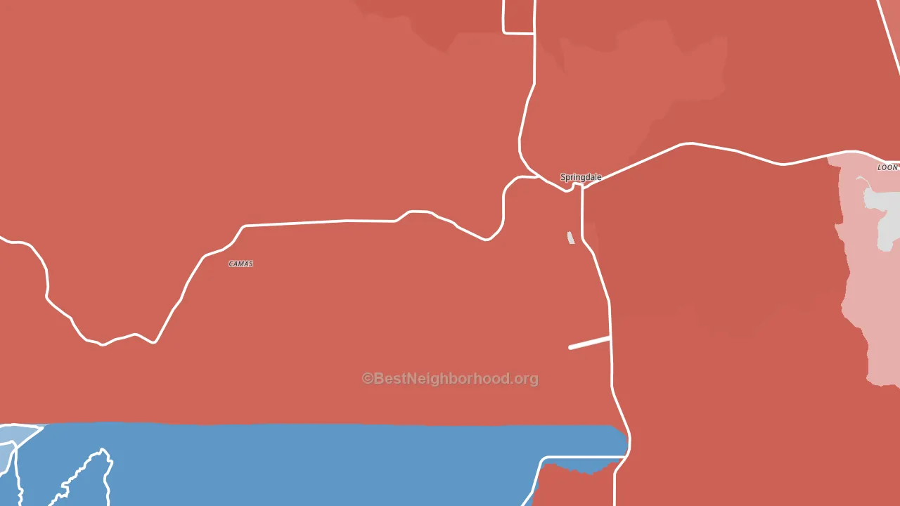 Springdale, WA block-group political-lean map