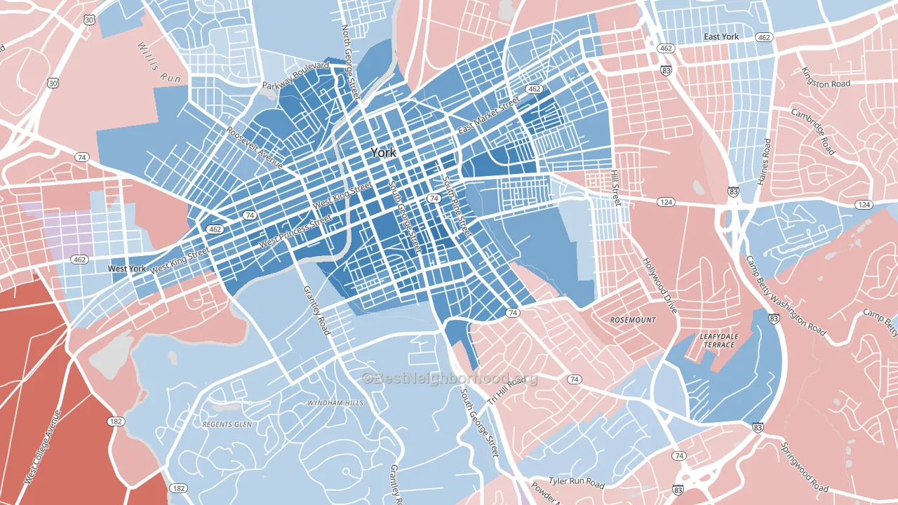 Springdale, York, PA block-group political-lean map