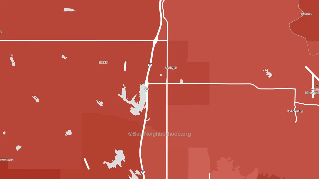 Springer, OK block-group political-lean map