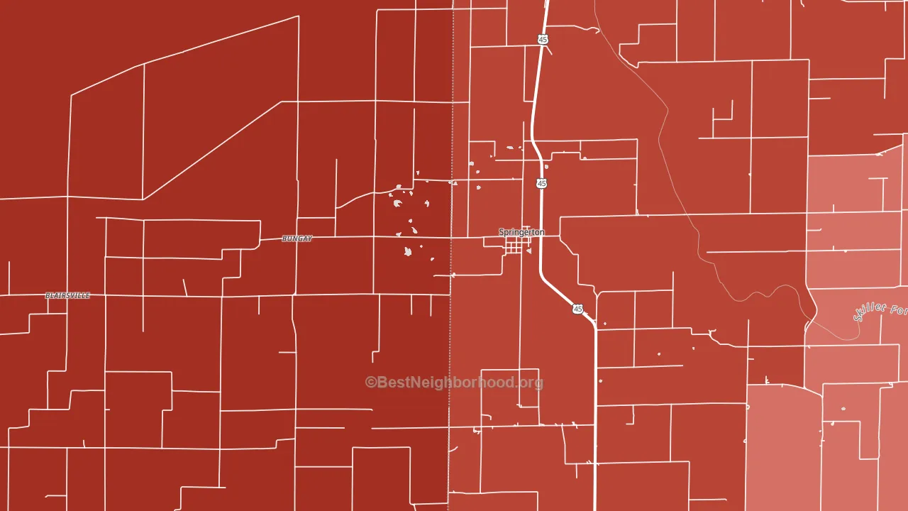 Springerton, IL block-group political-lean map