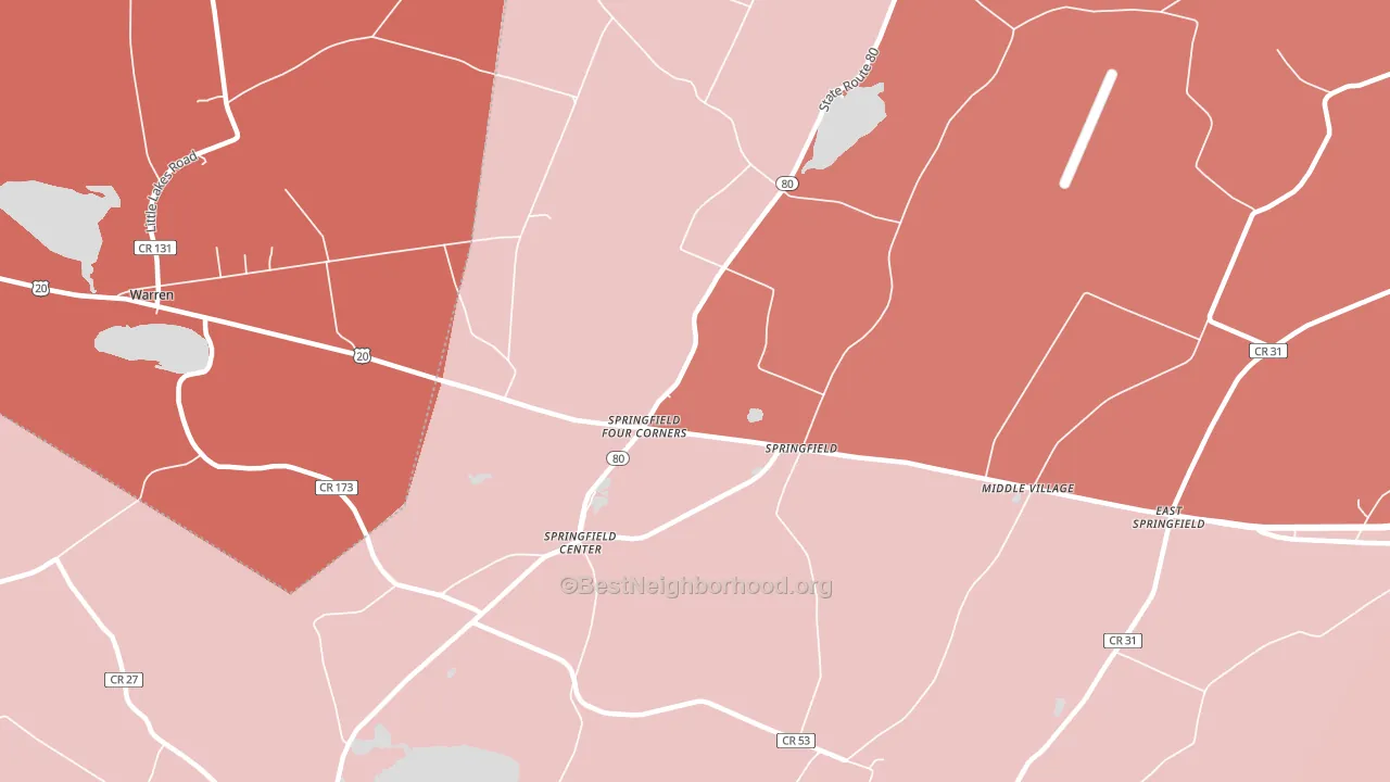 Springfield Center, NY block-group political-lean map