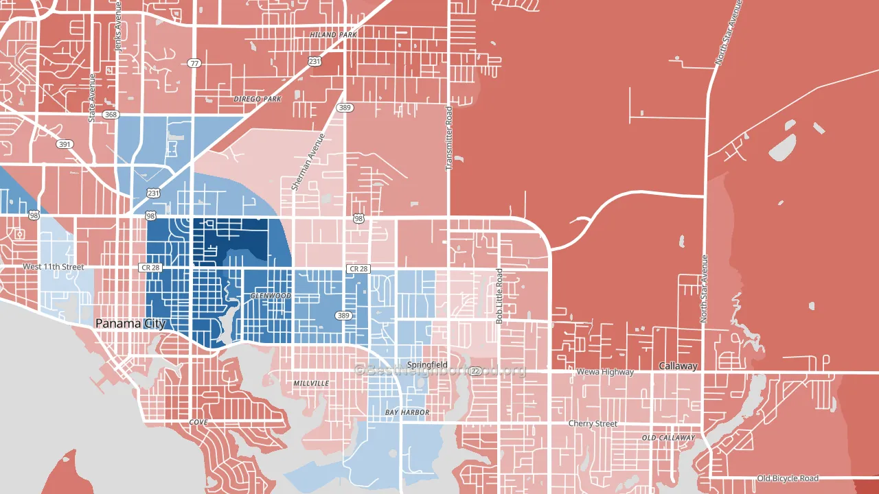 Springfield, FL block-group political-lean map