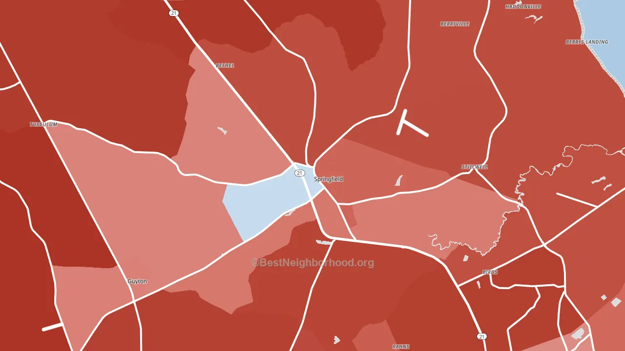 Springfield, GA block-group political-lean map