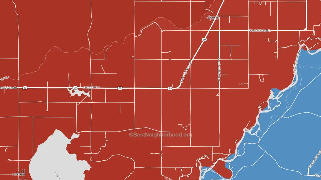 Springfield, ID block-group political-lean map