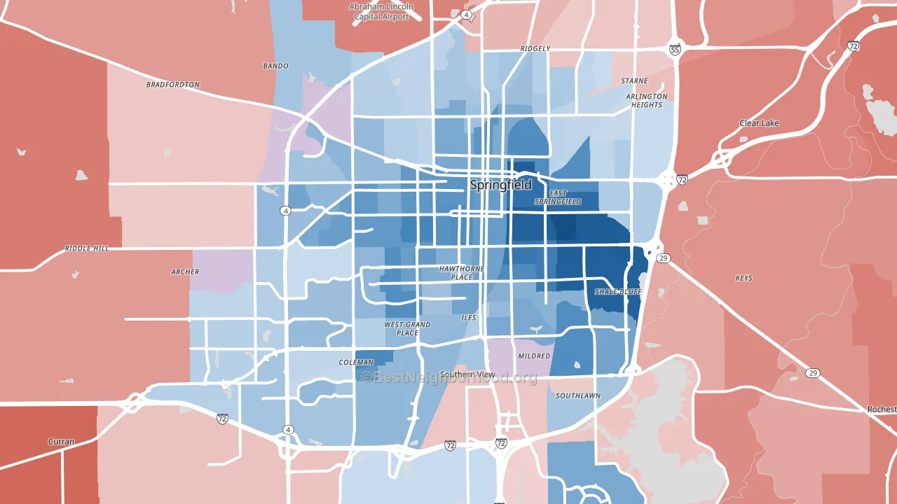 Springfield, IL block-group political-lean map