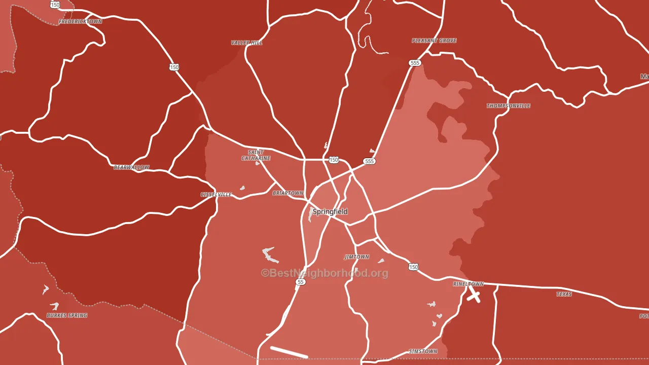 Springfield, KY block-group political-lean map