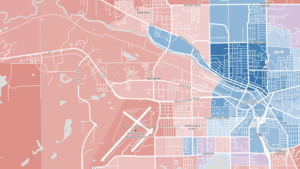 Springfield, MI block-group political-lean map