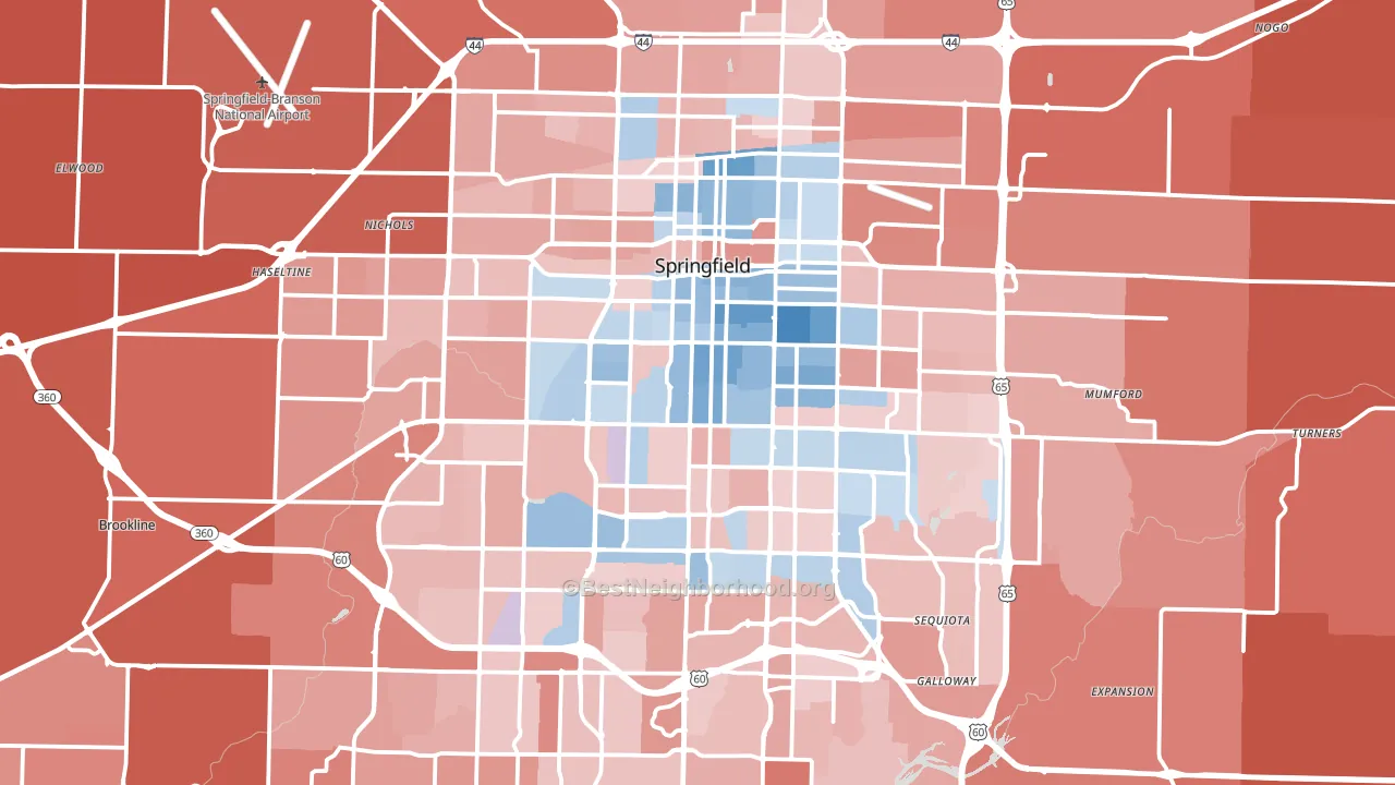 Springfield, MO block-group political-lean map