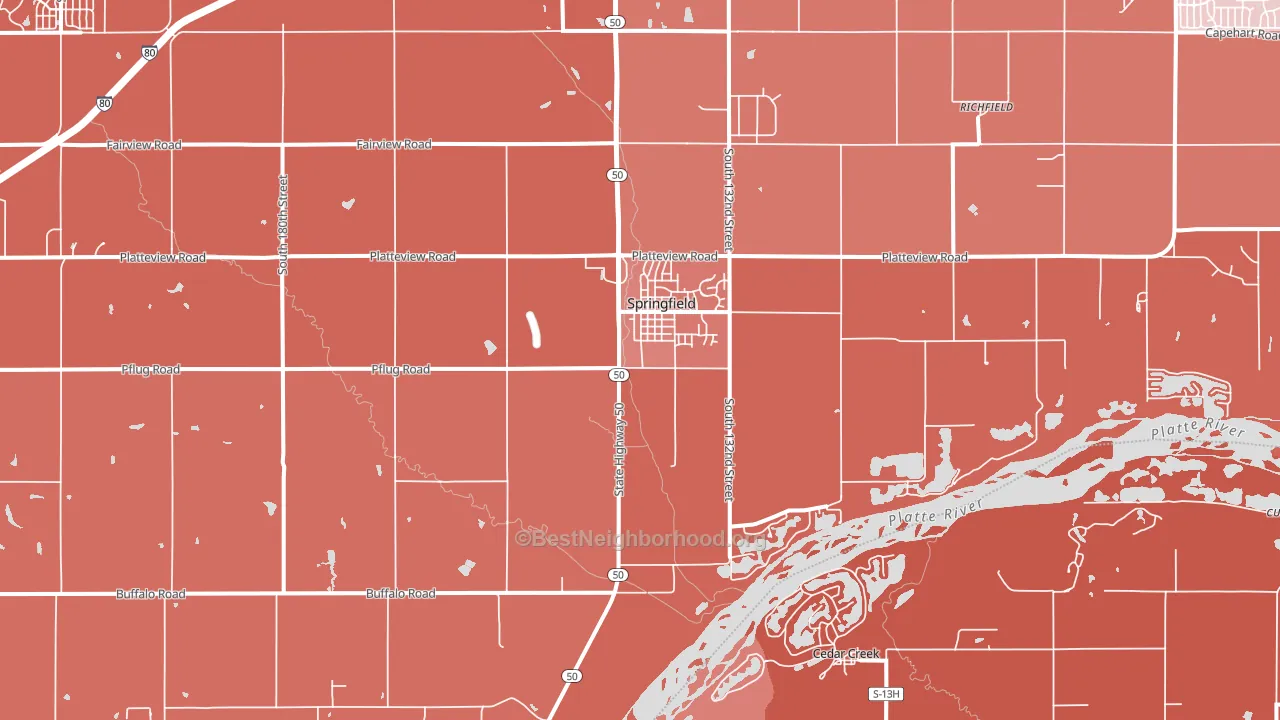 Springfield, NE block-group political-lean map