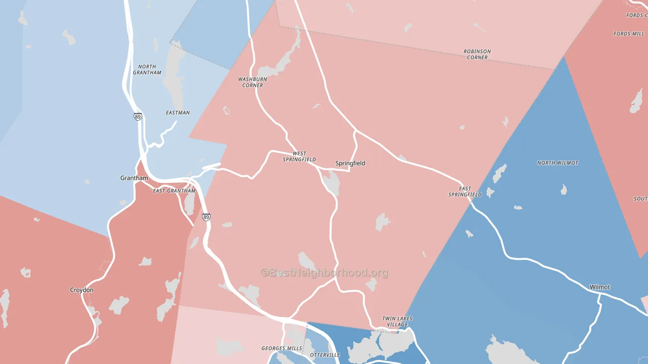 Springfield, NH block-group political-lean map