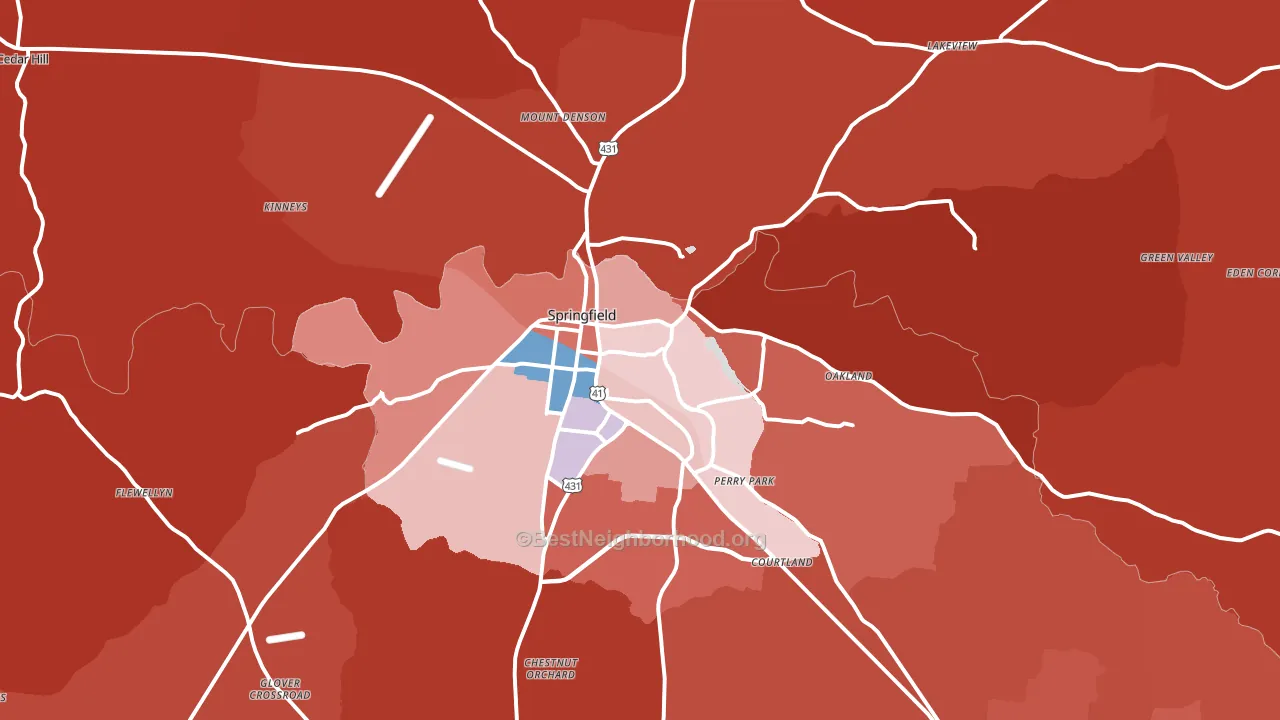 Springfield, TN block-group political-lean map