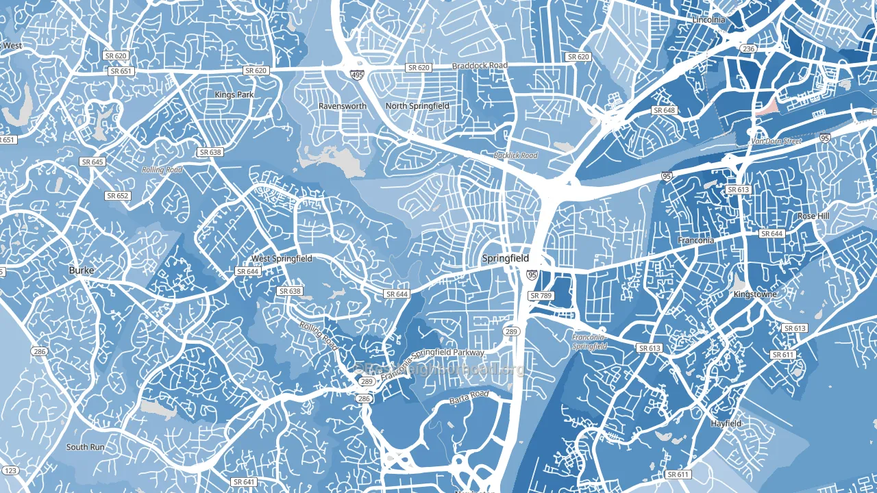 Springfield, VA block-group political-lean map