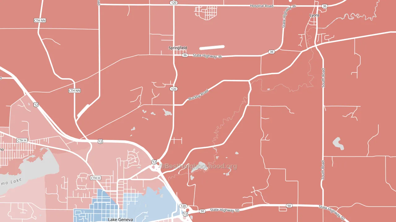 Springfield, WI block-group political-lean map
