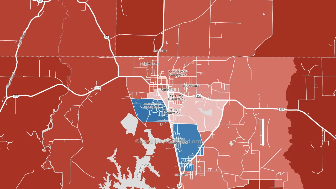 Springhill, LA block-group political-lean map