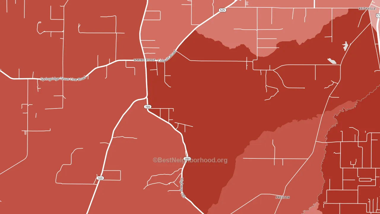 Springridge, LA block-group political-lean map