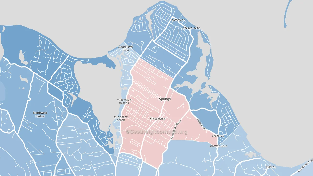 Springs, NY block-group political-lean map