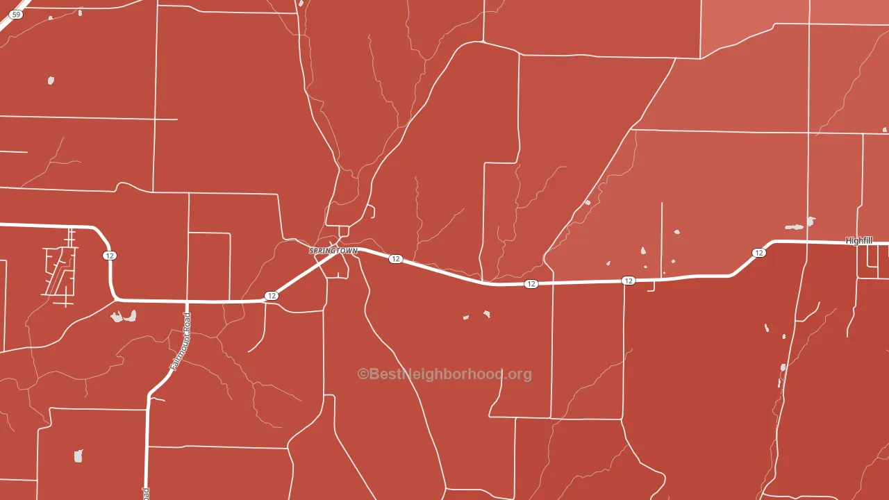 Springtown, AR block-group political-lean map