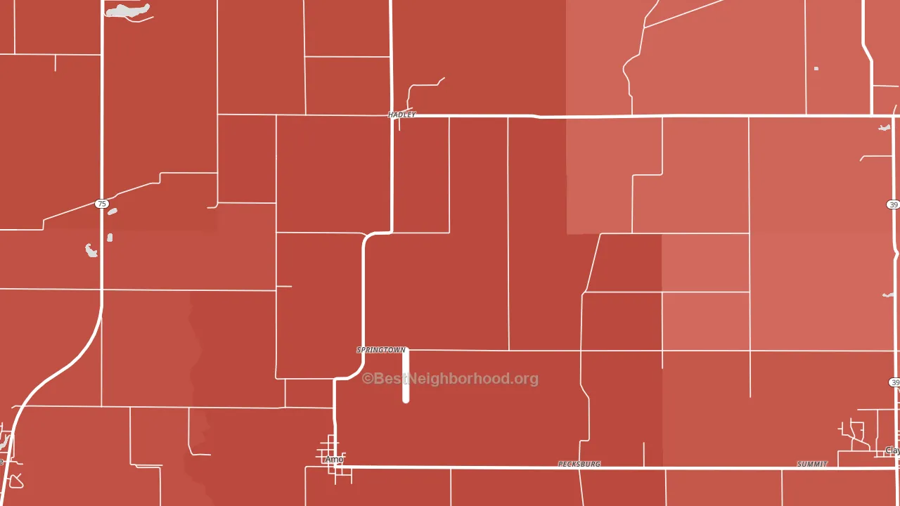 Springtown, IN block-group political-lean map
