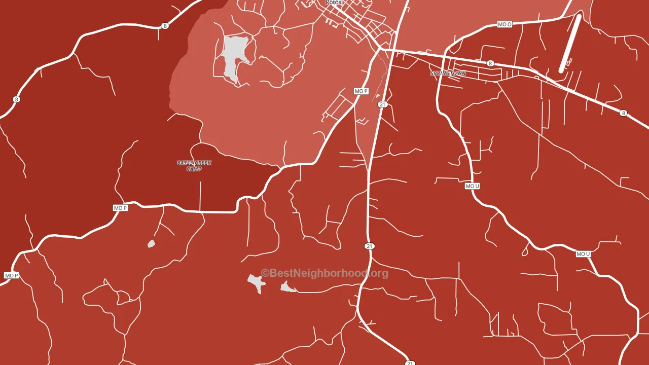 Springtown, MO block-group political-lean map