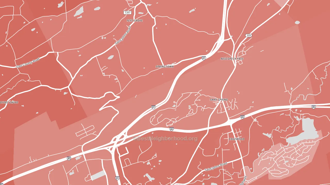 Springtown, PA block-group political-lean map