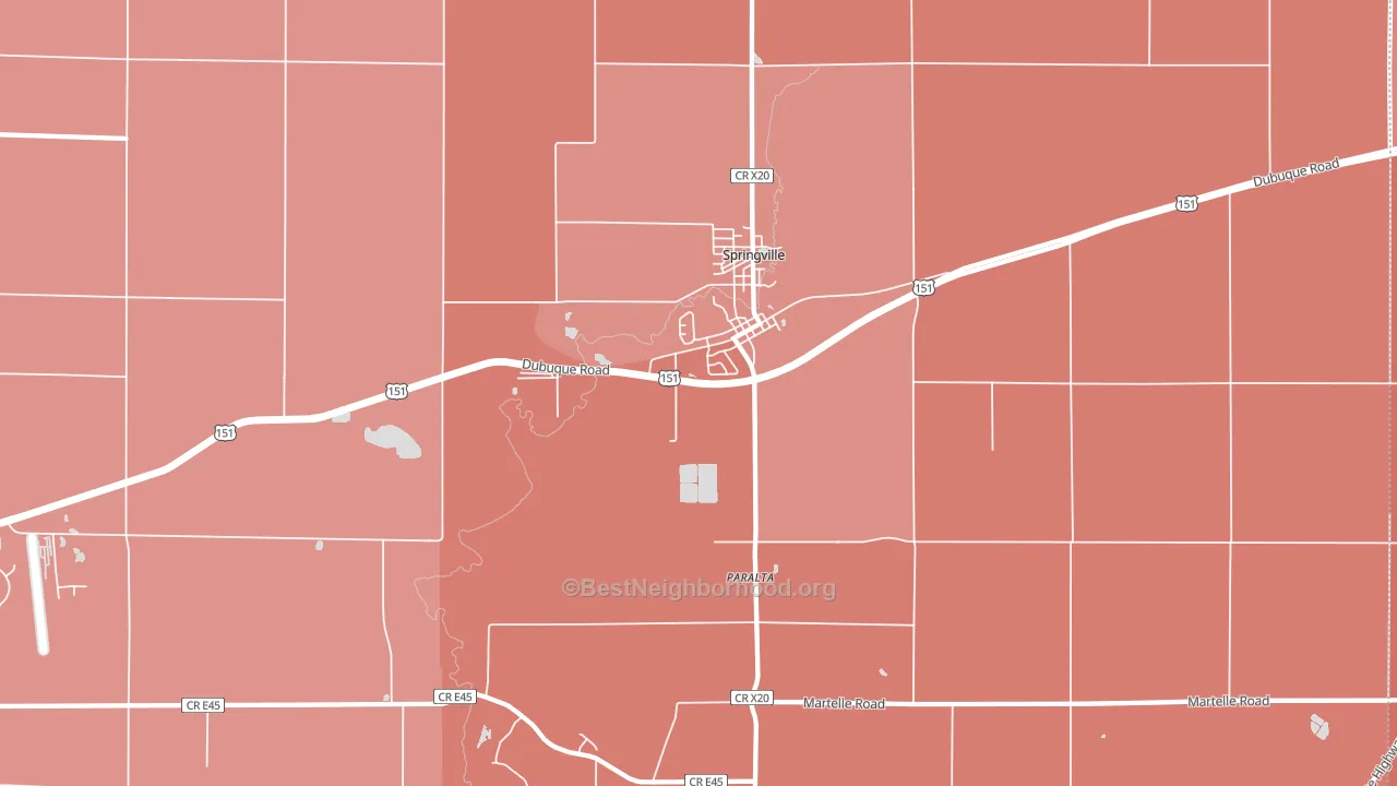 Springville, IA block-group political-lean map