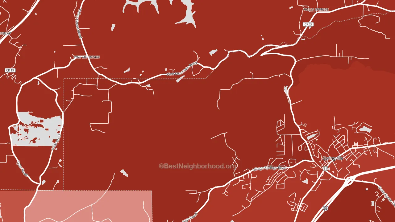 Springville Lake Estates, AL block-group political-lean map