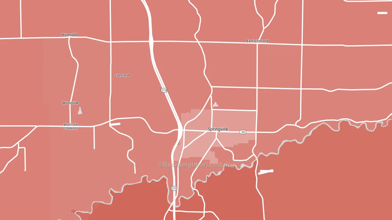 Springville, NY block-group political-lean map