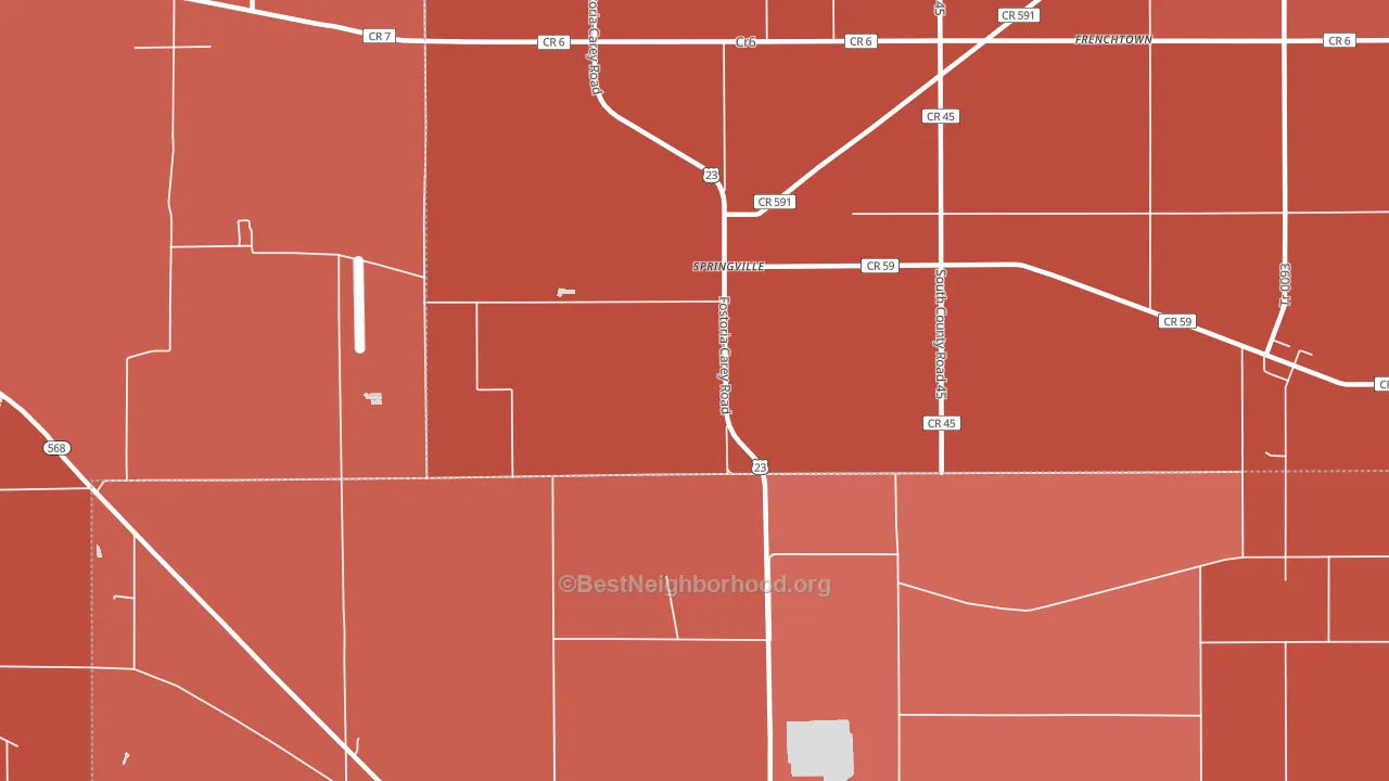 Springville, OH block-group political-lean map
