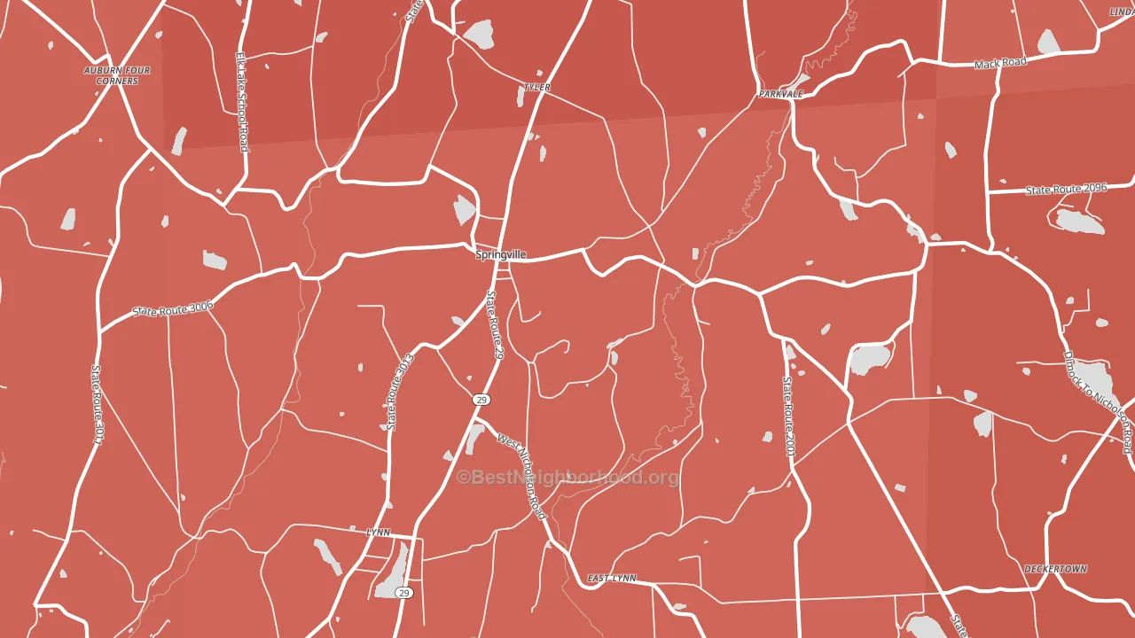 Springville, PA block-group political-lean map