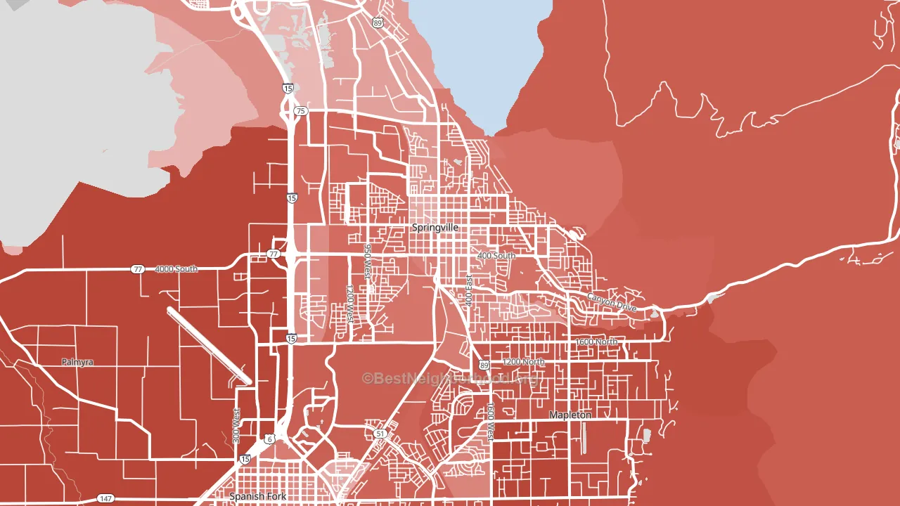 Springville, UT block-group political-lean map