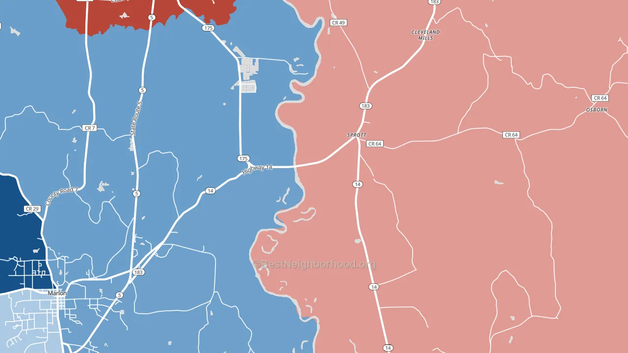 Sprott, AL block-group political-lean map
