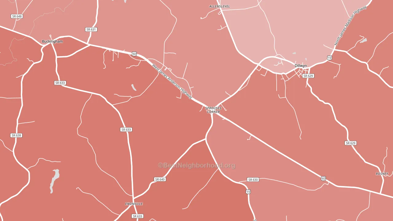 Sprouses Corner, VA block-group political-lean map