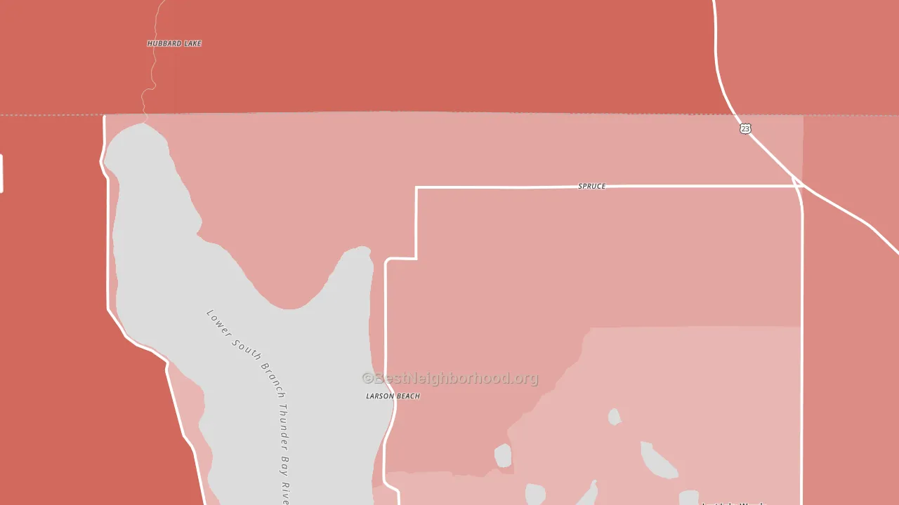 Spruce, MI block-group political-lean map