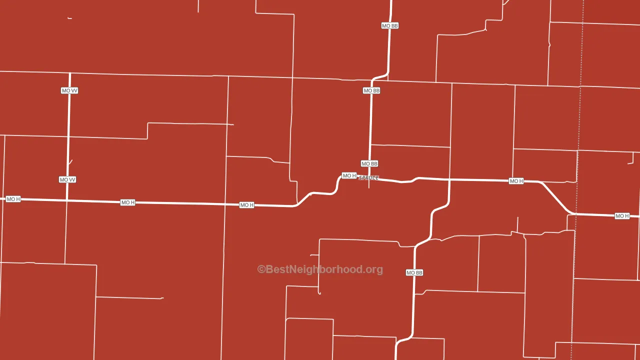 Spruce, MO block-group political-lean map