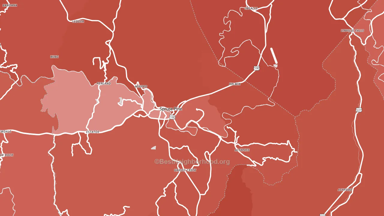 Spruce Pine, NC block-group political-lean map