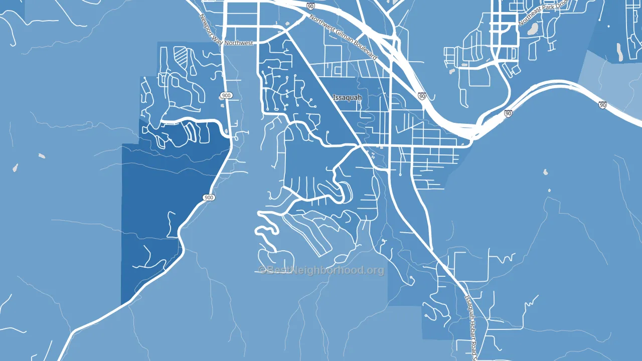 Squak Mountain, Issaquah, WA block-group political-lean map