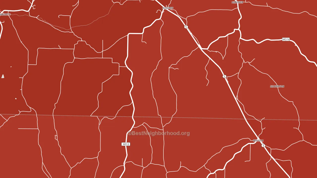Squires, MO block-group political-lean map