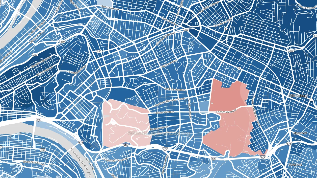 Squirrel Hill North, Pittsburgh, PA block-group political-lean map