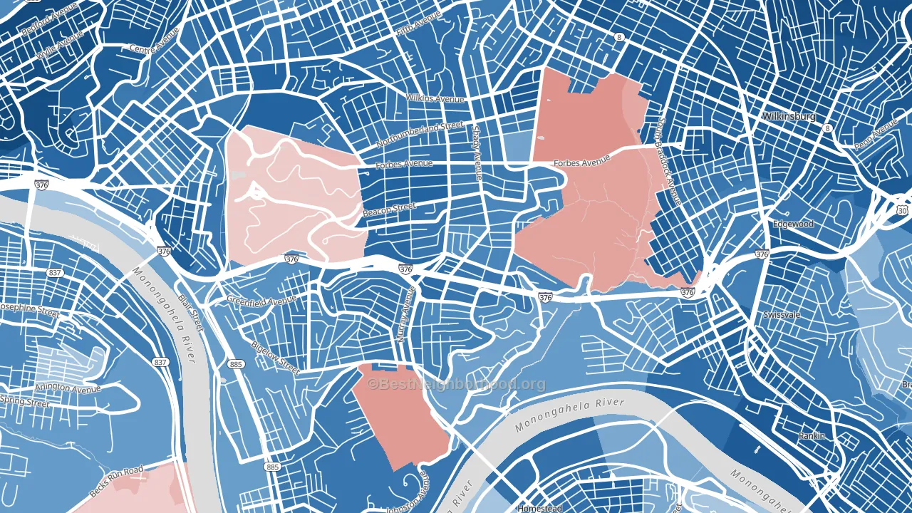 Squirrel Hill South, Pittsburgh, PA block-group political-lean map