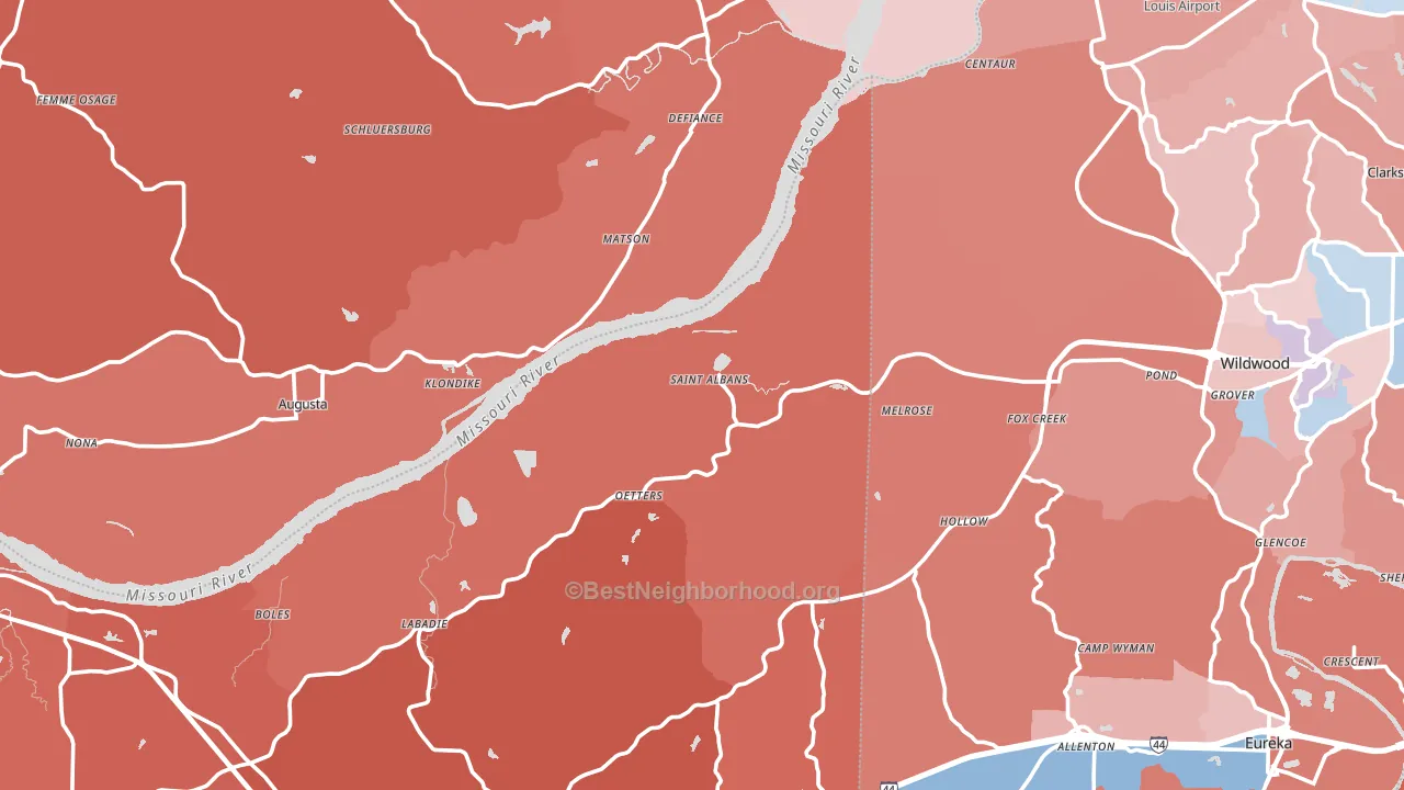 St. Albans, MO block-group political-lean map