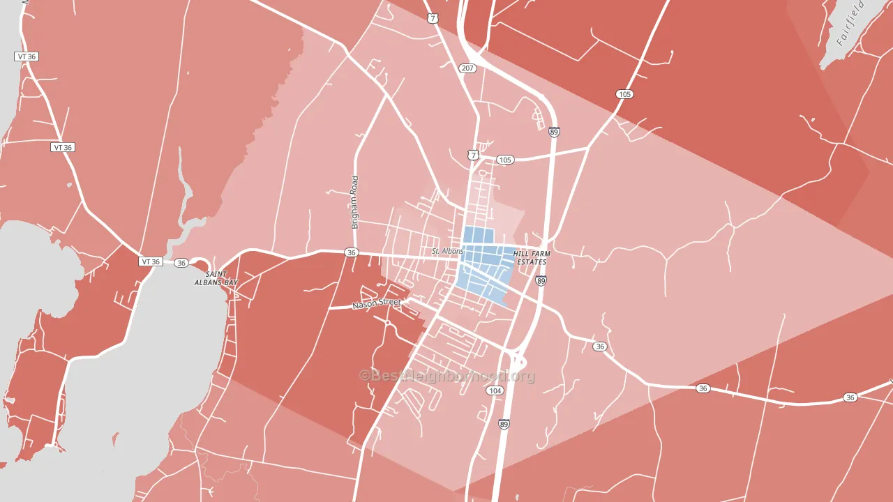 St. Albans, VT block-group political-lean map