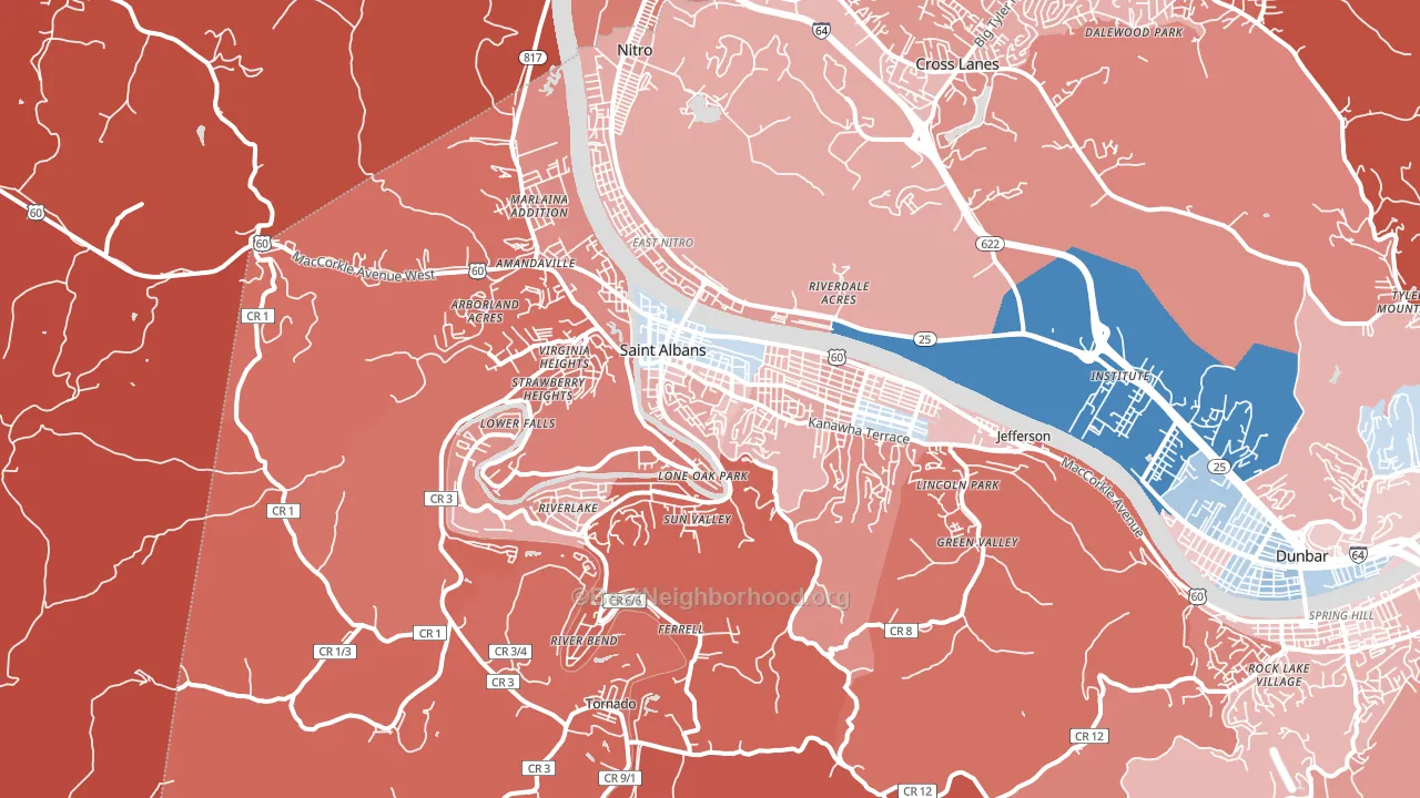 St. Albans, WV block-group political-lean map
