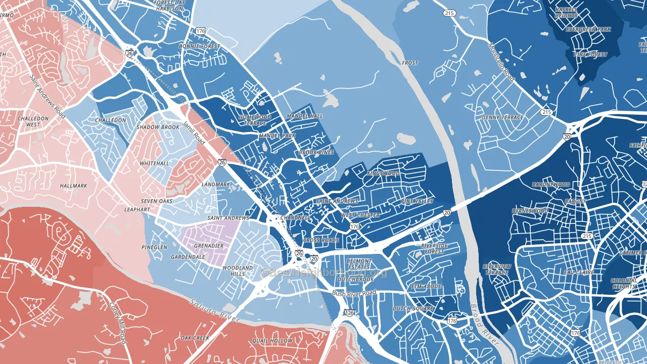 St. Andrews, SC block-group political-lean map